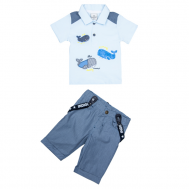 Комплект одежды для мальчика (футболка, бриджи, подтяжки) G-KOMM18/14 Cascatto
