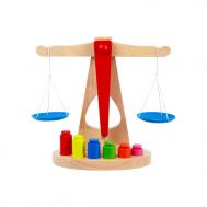 Деревянная игрушка  Игровой набор Весы с гирьками и чашами Кузя Тут