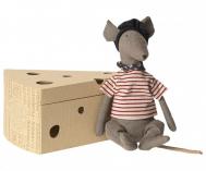 Мягкая игрушка  Крыса в сырной коробке 25 см Maileg