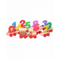 Деревянная игрушка  паровозик с цифрами в деревянном ящике Paremo