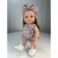 Комплект одежды для кукол и пупсов Платье Лиловые цветочки бант на голову TuKiTu