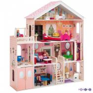 Деревянный кукольный домик Мечта с гаражом, качелями и мебелью (31 предмет) Paremo