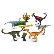 Набор Сборные 3Д модели из дерева Самые быстрые динозавры 5 дино + растения Кувырком