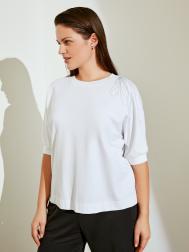 Блуза белая с коротким рукавом  (46) Lalis