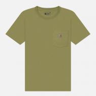 Женская футболка  Loose Fit Heavyweight K87 Pocket, цвет зелёный, размер L CARHARTT