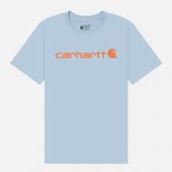 Мужская футболка  Relaxed Fit Heavyweight Logo Graphic, цвет голубой, размер L CARHARTT