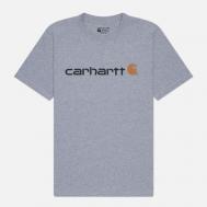 Мужская футболка  Relaxed Fit Heavyweight Logo Graphic, цвет серый, размер S CARHARTT