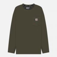 Мужской лонгслив  Force Relaxed Fit Midweight Pocket, цвет оливковый, размер L CARHARTT