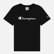 Женская футболка  Big Logo Crew Neck, цвет чёрный, размер S Champion