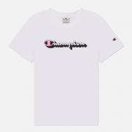 Женская футболка  Light Cotton Big Logo Crew Neck, цвет белый, размер XS Champion