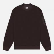 Мужская толстовка  Reverse Brushed & Emerized Diagonal Fleece Mixed Crew Neck, цвет коричневый, размер S C.P. COMPANY
