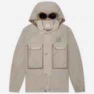 Мужская куртка ветровка  Flatt Nylon Goggle Overshirt, цвет бежевый, размер M C.P. COMPANY
