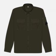 Мужская рубашка  Organic Gabardine Lens Garment Dyed, цвет оливковый, размер XL C.P. COMPANY