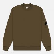 Мужская толстовка  Cotton Diagonal Fleece Crew Neck, цвет оливковый, размер XL C.P. COMPANY