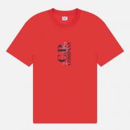 Мужская футболка  30/1 Jersey Vertical Logo, цвет оранжевый, размер XXL C.P. COMPANY