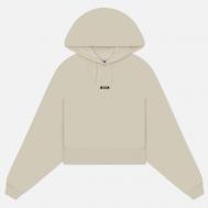 Женская толстовка  Micrologo Basic Hoodie Short, цвет бежевый, размер M MSGM