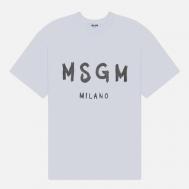 Мужская футболка  Brush Stroke Logo Print, цвет белый, размер L MSGM