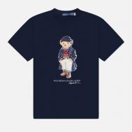 Женская футболка  Polo Bear Coat, цвет синий, размер S Polo Ralph Lauren