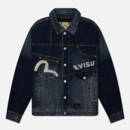 Мужская джинсовая куртка  Evergreen Deconstructive Denim With Daicock Print, цвет синий, размер XXL Evisu