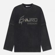 Мужской лонгслив  Heavy Washed Multi Labels, цвет чёрный, размер M Evisu