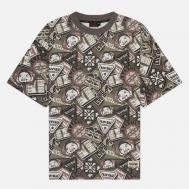 Мужская футболка  Multi Badges All Over Print, цвет оливковый, размер XXL Evisu