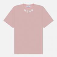 Мужская футболка  Collar Brush Stroke Logo, цвет розовый, размер S MSGM