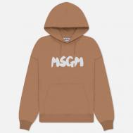 Мужская толстовка  New Brush Stroke Logo Hoodie, цвет коричневый, размер XL MSGM