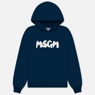 Мужская толстовка  New Brush Stroke Logo Hoodie, цвет синий, размер S MSGM