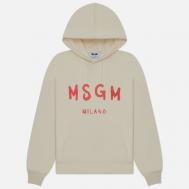 Мужская толстовка  Brush Sroke Logo Print Hoodie, цвет бежевый, размер XL MSGM
