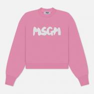 Женский лонгслив  New Brushed Logo, цвет розовый, размер S MSGM