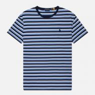 Мужская футболка  Embroidered Logo Stripe, цвет синий, размер XL Polo Ralph Lauren