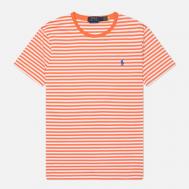 Мужская футболка  Embroidered Logo Stripe Custom Slim, цвет оранжевый, размер S Polo Ralph Lauren