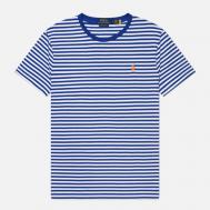 Мужская футболка  Embroidered Logo Stripe Custom Slim, цвет синий, размер XL Polo Ralph Lauren