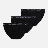Комплект мужских трусов  BCI Cotton/Elastane Low Rise Brief 3-Pack, цвет чёрный, размер XL Polo Ralph Lauren