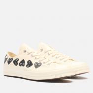 Мужские кеды  x Comme des Garcons Play Chuck 70 Multi Heart Low, цвет бежевый, размер 36.5 EU Converse