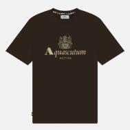 Мужская футболка  Active Big Logo Cotton, цвет коричневый, размер M Aquascutum