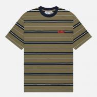 Мужская футболка  Bryce Stripe, цвет оливковый, размер S BUTTER GOODS