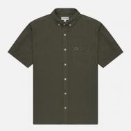 Мужская рубашка  Regular Fit Button-Up Collar Linen, цвет оливковый, размер 40 Lacoste