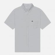 Мужская рубашка  Regular Fit Button-Up Collar Linen, цвет голубой, размер 39 Lacoste