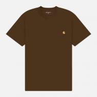Мужская футболка  American Script, цвет коричневый, размер M Carhartt WIP
