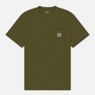 Мужская футболка  Pocket Logo, цвет оливковый, размер S Carhartt WIP