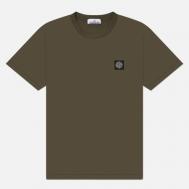 Мужская футболка  Compass Patch, цвет оливковый, размер S Stone Island