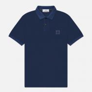 Мужское поло  Compass Patch Overdyed Pigments, цвет синий, размер M Stone Island