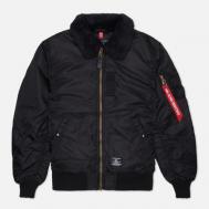 Мужская куртка бомбер  B-15 Mod Flight Faux Mouton Collar, цвет чёрный, размер S Alpha Industries