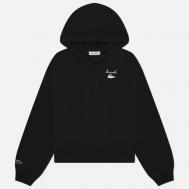 Женская толстовка  Logo Fleece Hoodie, цвет чёрный, размер 38 Lacoste