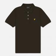 Мужское поло  Plain Regular Fit, цвет оливковый, размер L Lyle & Scott