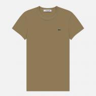 Женская футболка  Slim Fit Embroidered Crocodile, цвет бежевый, размер XS Lacoste