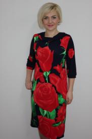 Платье трикотажное Розалинда (красные розы) Инсантрик