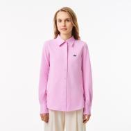 Женская хлопковая рубашка  с нашивкой-логотипом Lacoste