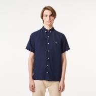 Мужская льняная  рубашка  с коротким рукавом Lacoste